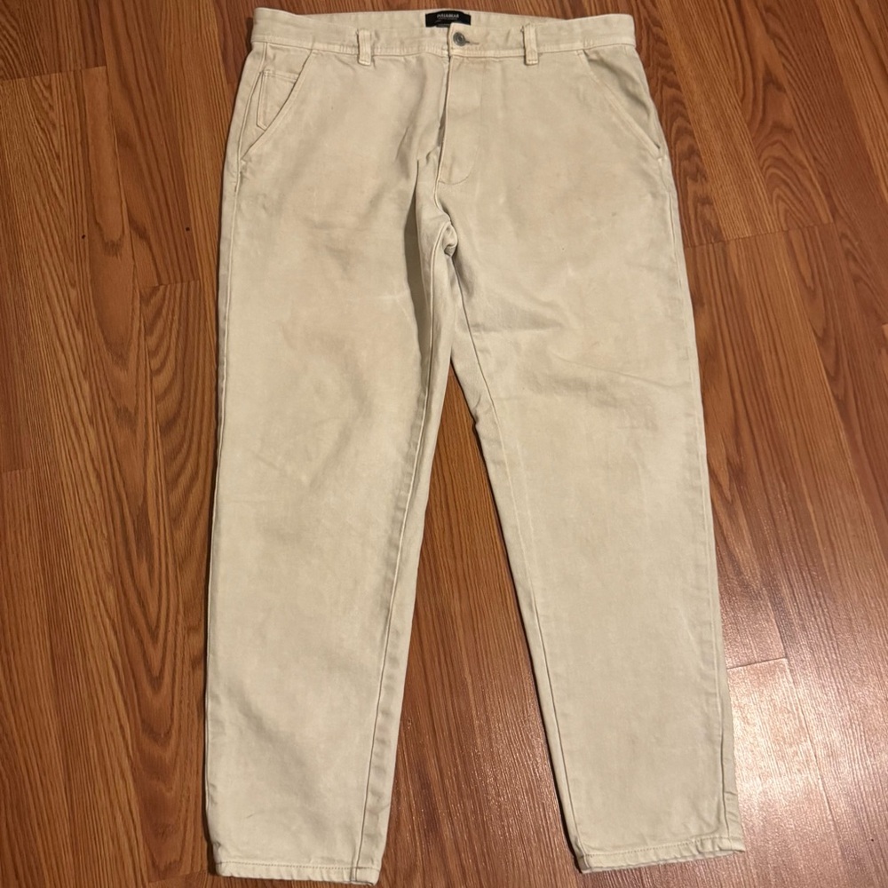 Pull & Bear Men's Cream Pants Size 34 Work Business Classic‎